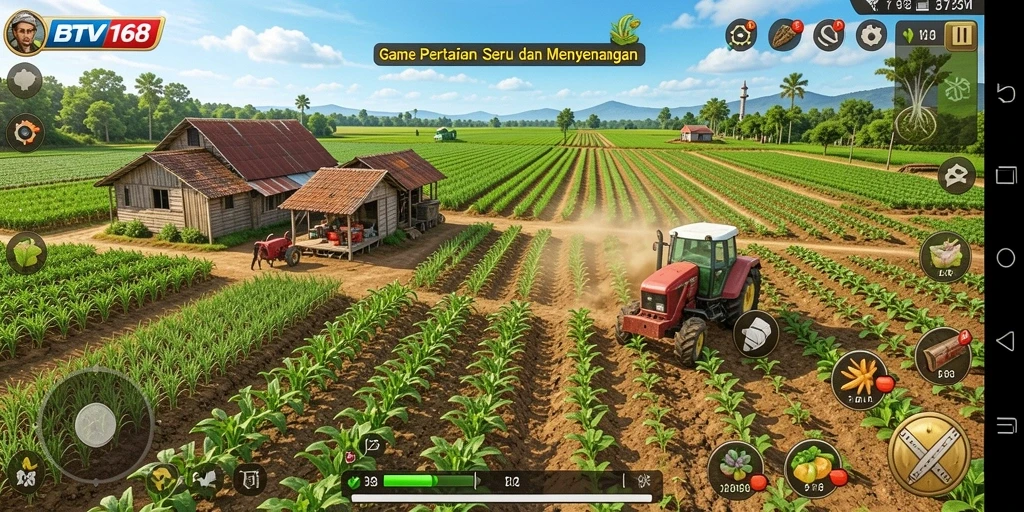 Tampilan gameplay BTV168 yang menarik, menggambarkan suasana pertanian.