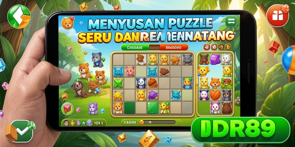 Screenshot permainan IDR89 menampilkan serunya menyusun puzzle.