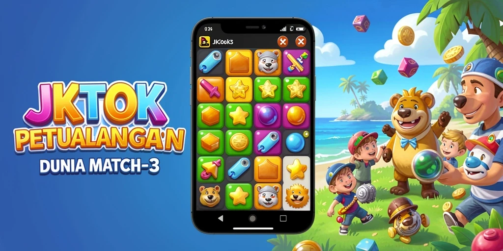 Gameplay seru JKTOK dengan teka-teki Match-3 yang menantang.