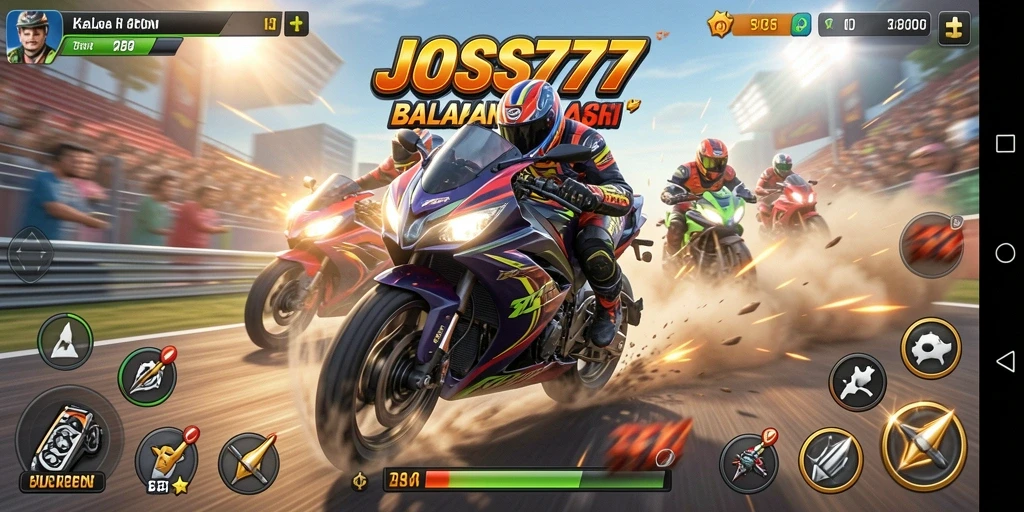 Gameplay mendebarkan dari JOSS777 dengan motor-motor balap.