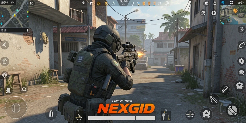 Tampilan seru gameplay NEXGID yang penuh aksi FPS.