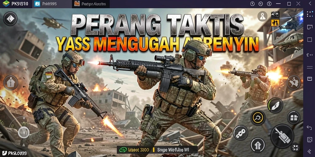 Screenshot utama PK95 menampilkan duel FPS yang seru dan penuh aksi.