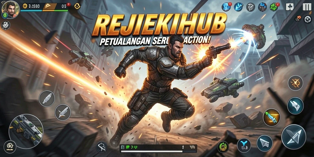 Screenshot menunjukkan aksi seru dalam permainan REJEKIHUB.