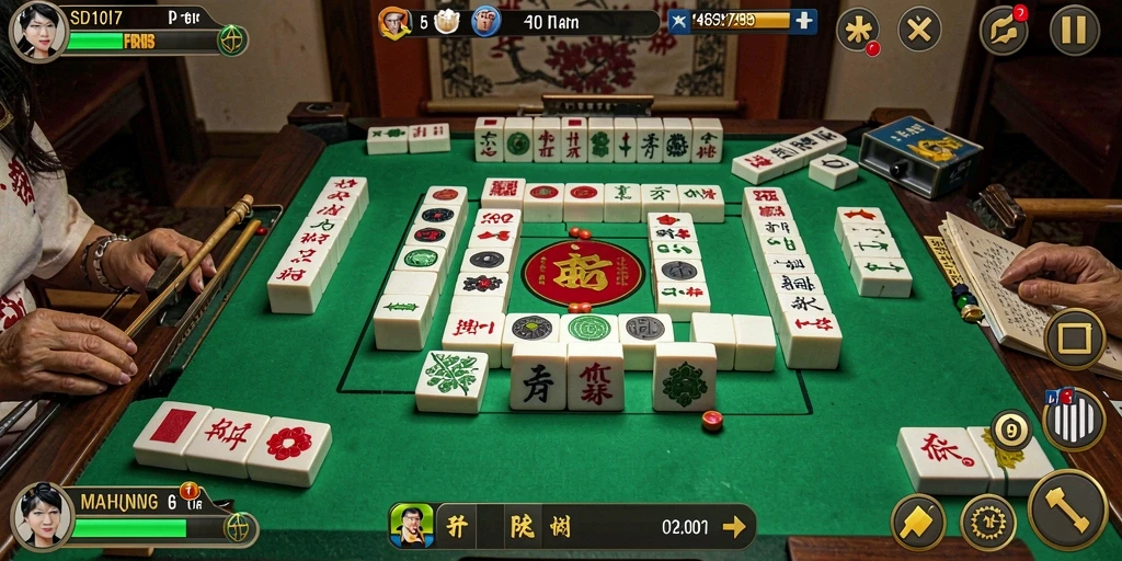 Tampilan gameplay seru di SD107 dengan desain ubin Mahjong yang menarik.