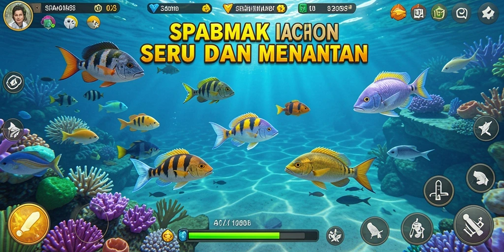 Gameplay menembak ikan yang seru dan penuh warna.