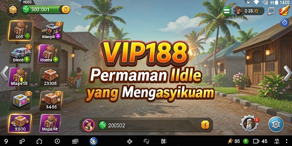 Tampilan gameplay <strong>VIP188</strong> dengan karakter yang berkembang dan sumber daya yang meningkat.