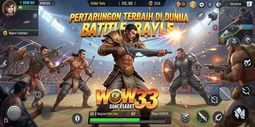 Tampilan seru gameplay pertarungan dalam WOW33 Battle Royale.