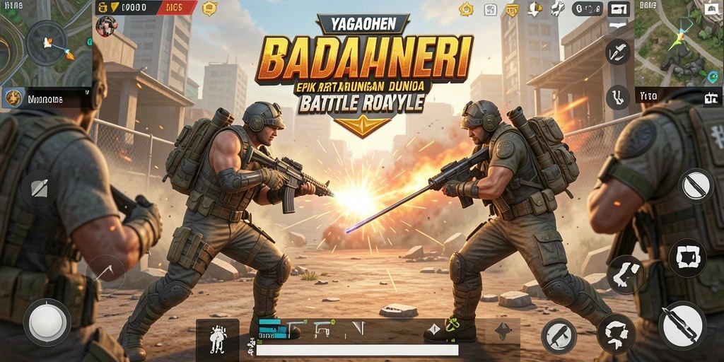 Tampilan mendebarkan dari gameplay YAGAOHEN dalam mode Battle Royale.
